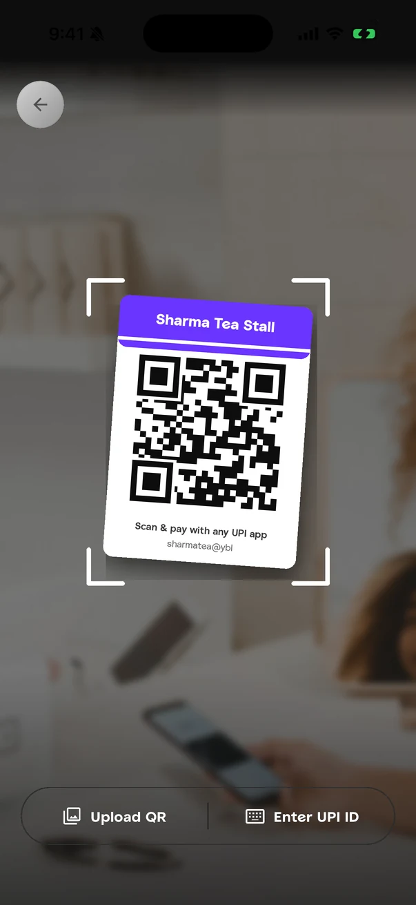 ZikPe scanning a UPI QR code